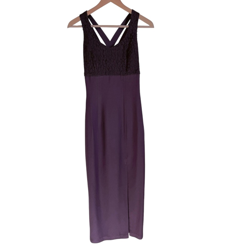 Purple Lace Dress Formal Cocktail‎ Bodycon Midi CDC Caren Desiree Sz 6